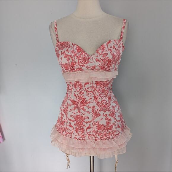 Rare Victoria's Secret Fairy Gardens Bustier Top Size 36C Pink Ruffle - Picture 5 of 9